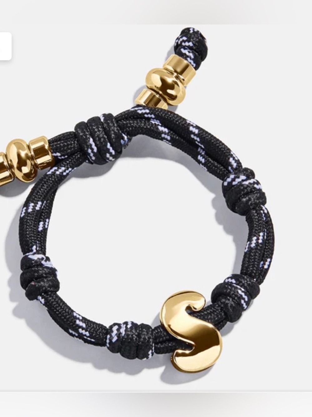 NEW BaubleBar Black & White Rope Bracelet with Gold Accent - K